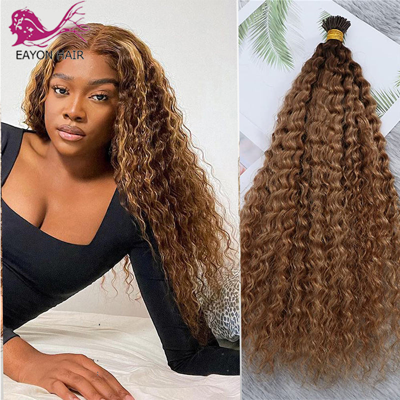 Micro Links I tip Human Hair Extensions T1B/27 Ombre color Pre Bonded Keratin Kinky Curly I Tip Hair Extensions 100g 1g/strand