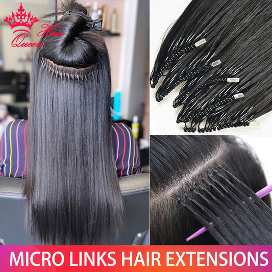 8D Nano Ring 100% Virgin Human Hair Micro Links Micro beads Hair extension Invisible Mini Silicon Beads 100pcs/lot Queen Hair