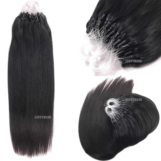 Straight Natural Hair Extensions Human Hair 100Strands Hair Rings Micro Link Micro Loop 14&quot;-30&quot; 100g Hair Loop Extensions